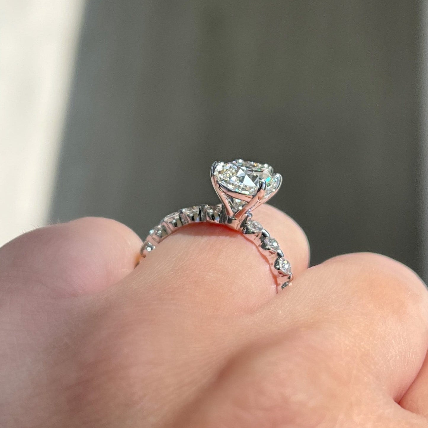 Stunning 2.0 CT Pear Moissanite Engagement Ring with Dainty Pave Design 4