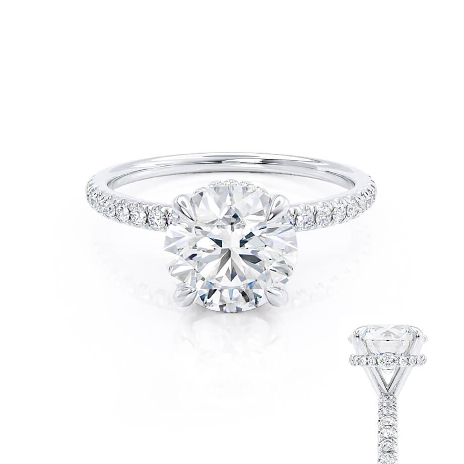 1 CT Round Hidden Halo & Pave Lab Grown Diamond Engagement Ring