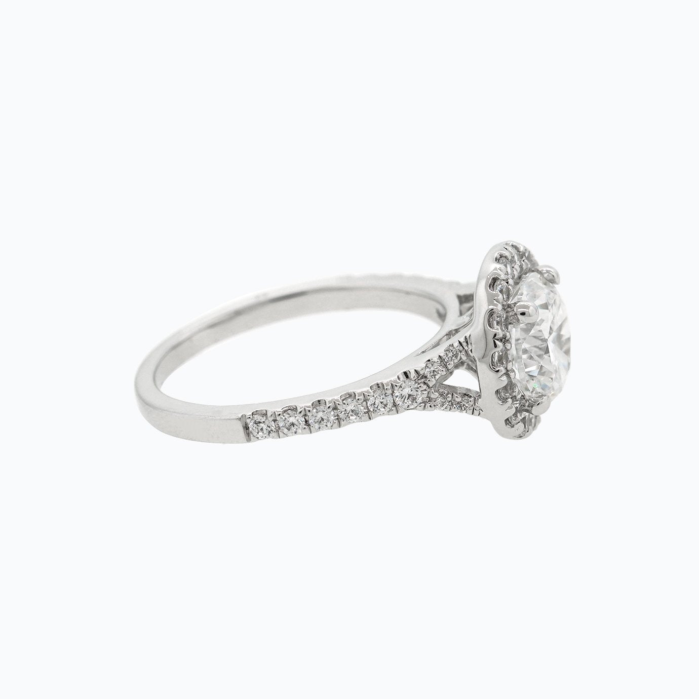 1.50 CT Round Halo & Pave Lab Grown Diamond Engagement Ring