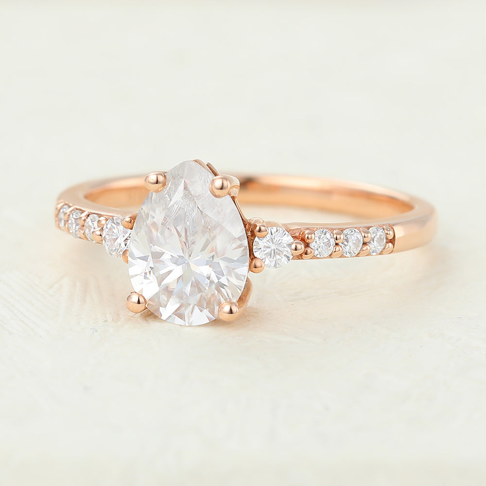 1 CT Pear Pave Lab-Grown Diamond Engagement Ring