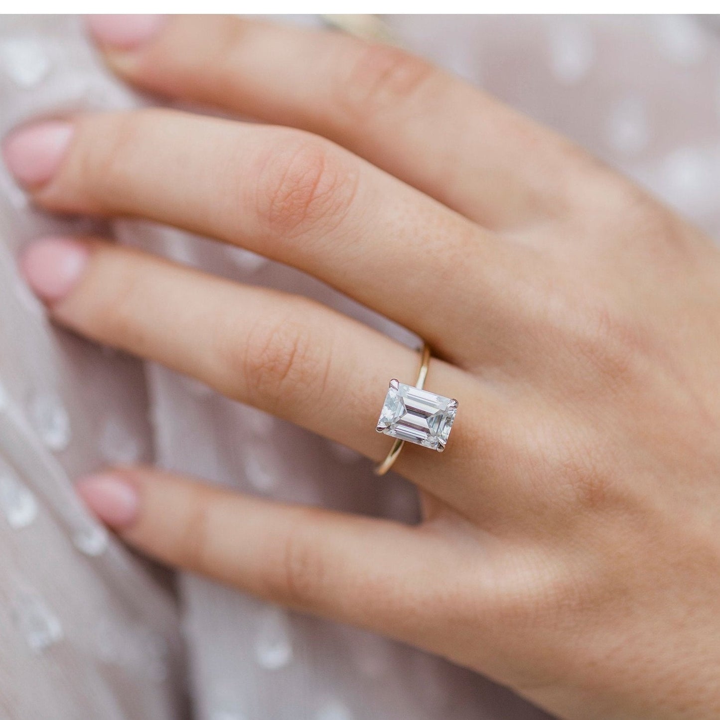 2.6 CT Emerald Solitaire Lab Grown Diamond Engagement Ring