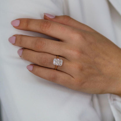 3.9 CT Radiant Hidden Halo Lab Grown Diamond Engagement Ring