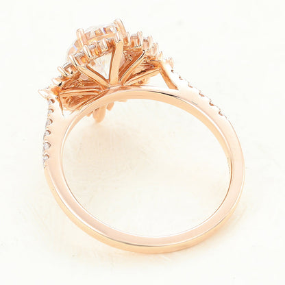 1.33 CT Oval Cluster & Pave Moissanite Engagement Ring