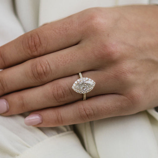 1.75 CT Marquise Halo & Pave Lab Grown Diamond Engagement Ring