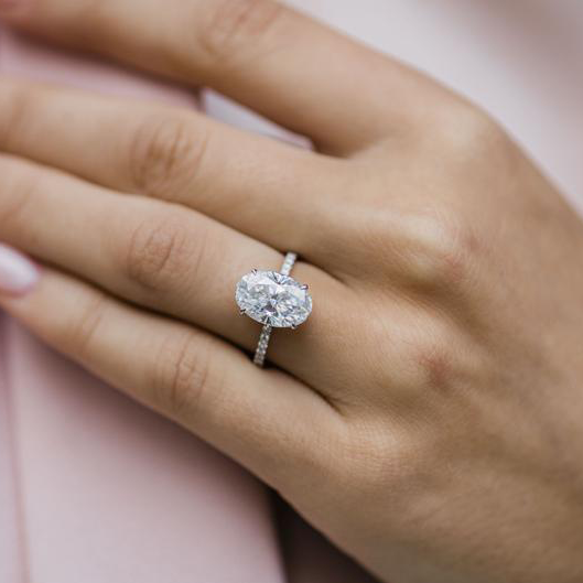 4 CT Oval Pave Lab Grown Diamond Engagement Ring