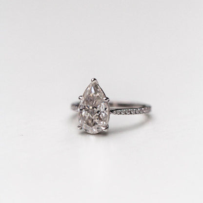 4.1 CT Pear Pave Lab Grown Diamond Engagement Ring