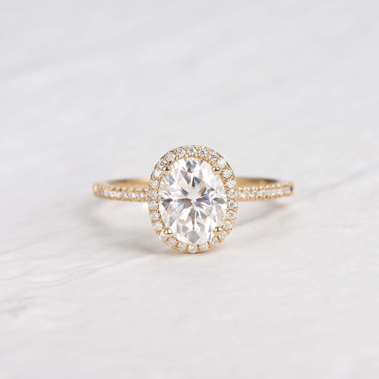 1.91 CT Oval Halo & Pave Lab Grown Diamond Engagement Ring