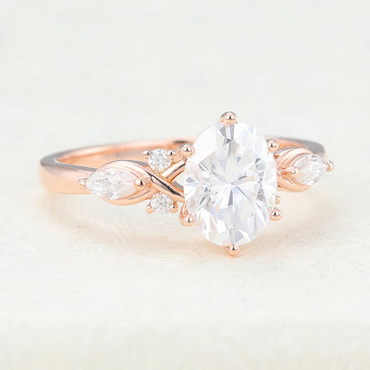 1.33 CT Oval Cluster Moissanite Engagement Ring