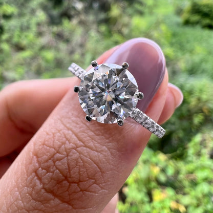 1.85 CT Round Pave Moissanite Engagement Ring