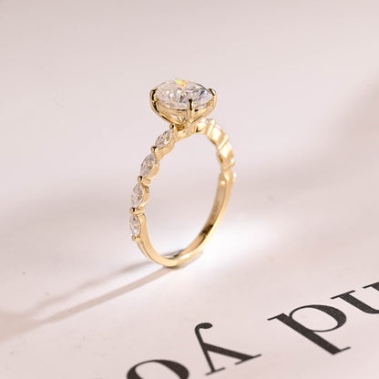 Stunning 1.0 - 2.0 CT Oval Moissanite Engagement Ring with Pave Design 8