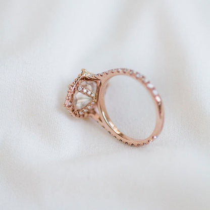 3 CT Pear Halo & Pave Lab Grown Diamond Engagement Ring
