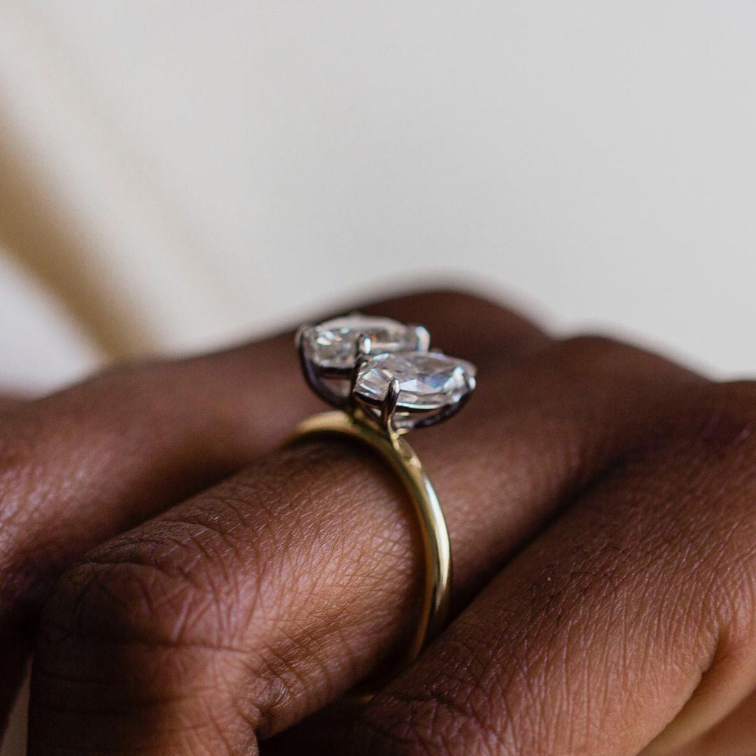 3.45 TCW Pear & Marquise Toi Et Moi Lab Grown Diamond Engagement Ring