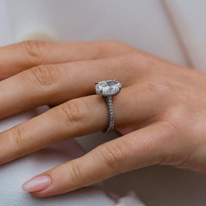 3.5 CT Oval Pave Lab Grown Diamond Engagement Ring