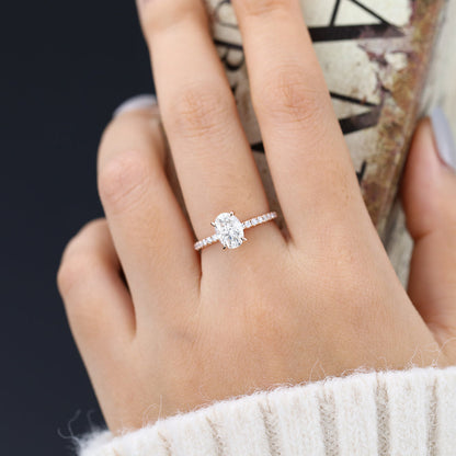 1.33 CT Oval Pave Lab-Grown Diamond Engagement Ring