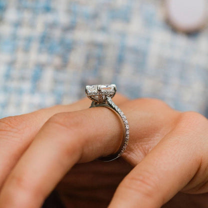 3.85 CT Oval Pave Lab Grown Diamond Engagement Ring