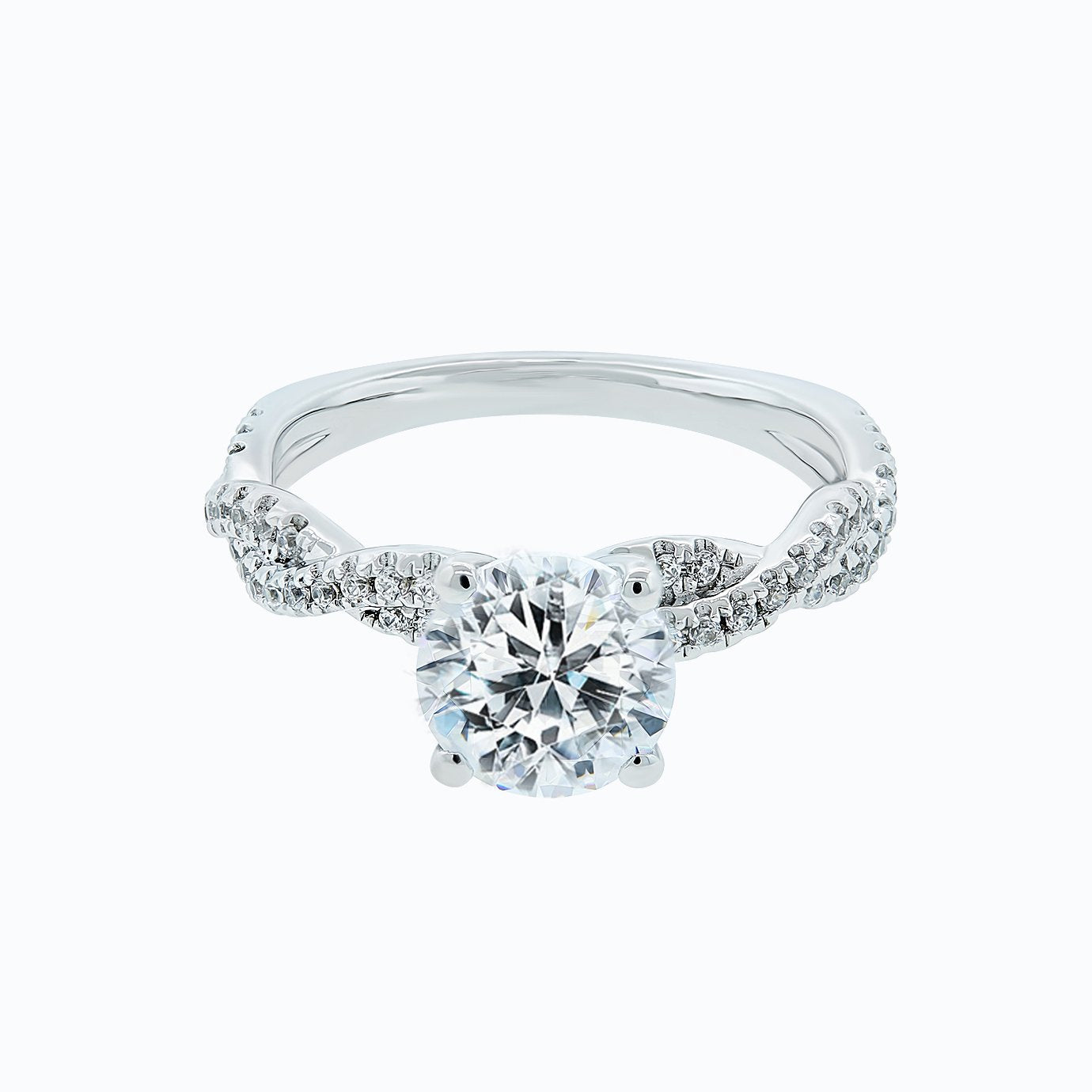 1.50 CT Round Twisted Pave Lab Grown Diamond Engagement Ring