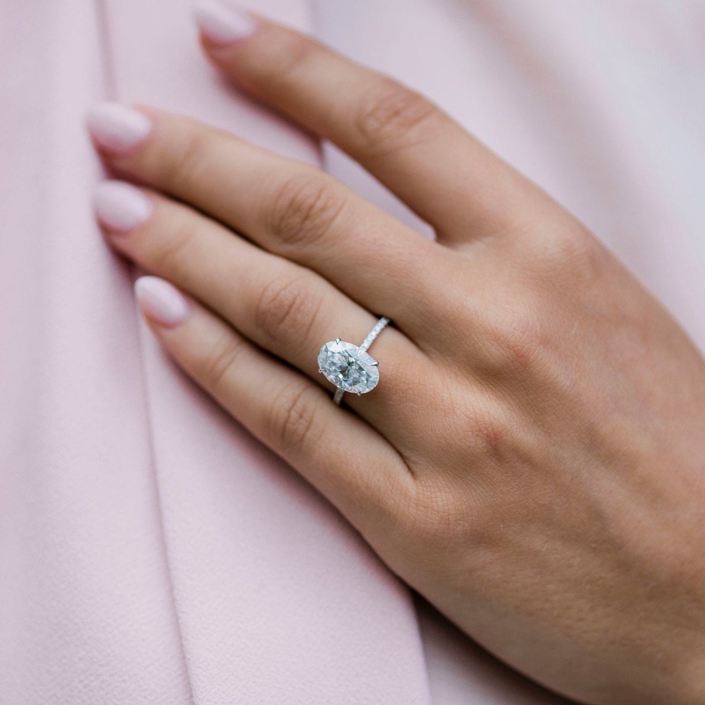4 CT Oval Pave Lab Grown Diamond Engagement Ring