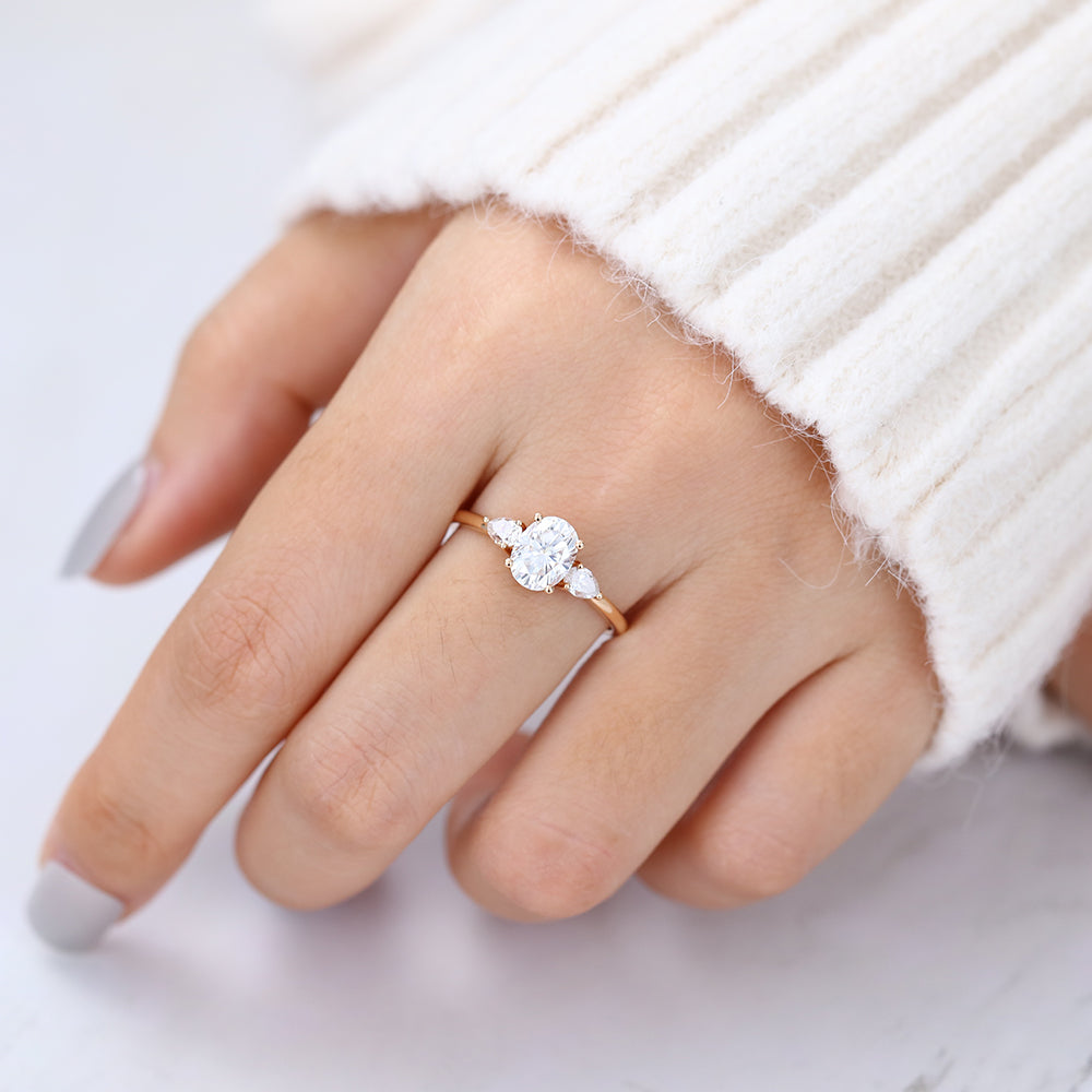 1.33 CT Oval Three Stone Lab-Grown Diamond Engagement Ring