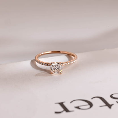 Stunning 1.0 - 2.0 CT Cushion Moissanite Engagement Ring With Pave Design 1