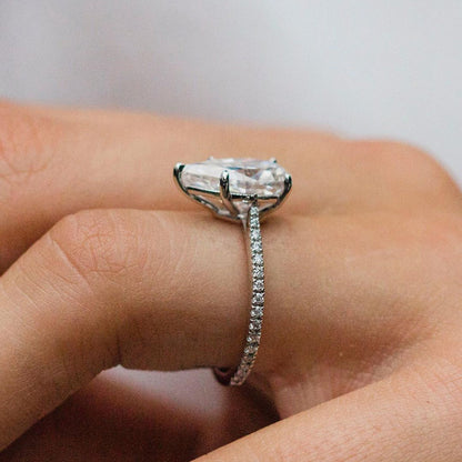 4.1 CT Pear Pave Lab Grown Diamond Engagement Ring