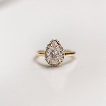 2.35 CT Pear Halo Lab Grown Diamond Engagement Ring