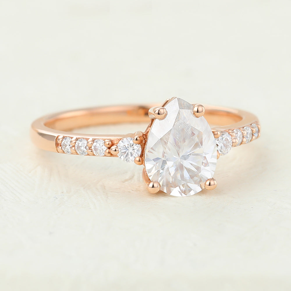 1 CT Pear Pave Lab-Grown Diamond Engagement Ring