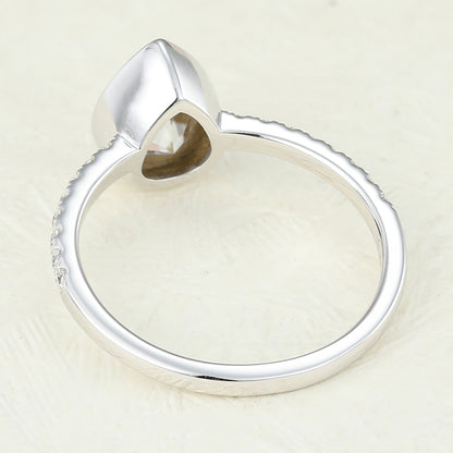 1 CT Pear Pave & Bezel Lab-Grown Diamond Engagement Ring