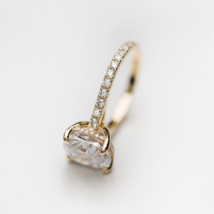 4.65 CT Cushion Pave Lab Grown Diamond Engagement Ring