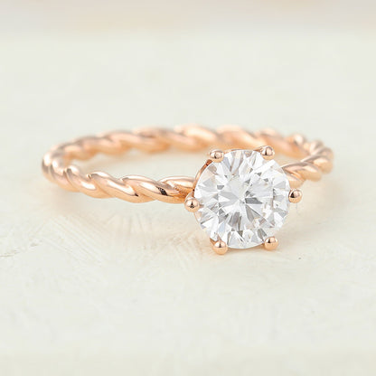 0.88 CT Round Twisted Shank Lab-Grown Diamond Engagement Ring