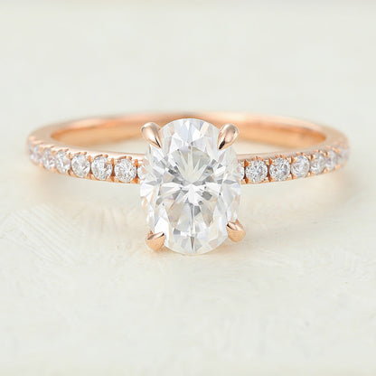 1.33 CT Oval Pave Lab-Grown Diamond Engagement Ring