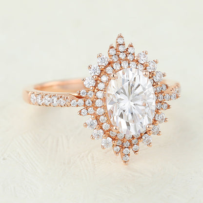 1.33 CT Oval Cluster & Pave Lab-Grown Diamond Engagement Ring