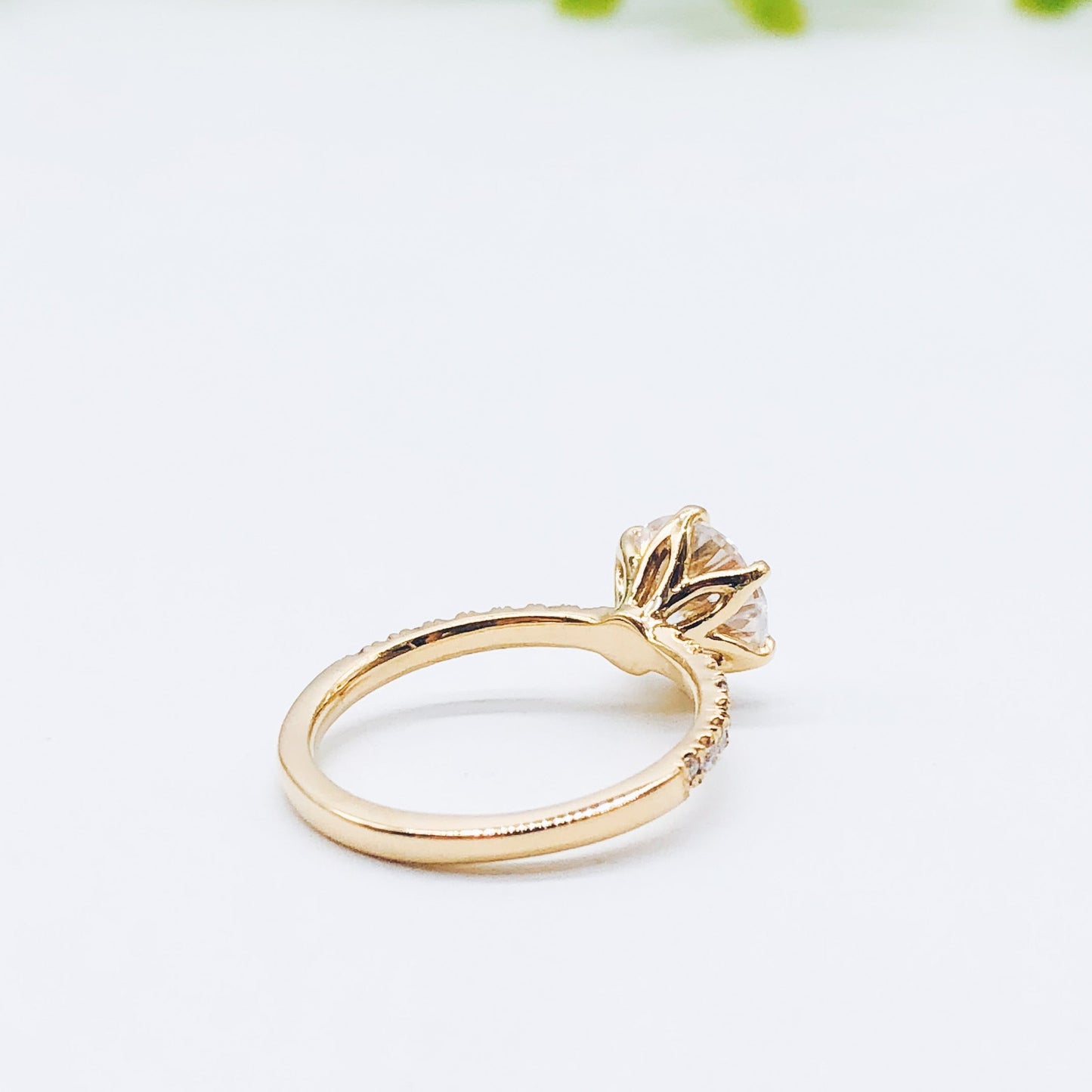 1.85 CT Round Pave Moissanite Engagement Ring