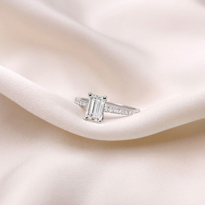 0.50 CT Emerald Pave Moissanite Engagement Ring