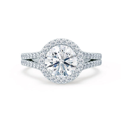 0.5 CT Round Halo, Pave & Split Shank  Lab Grown Diamond Engagement Ring