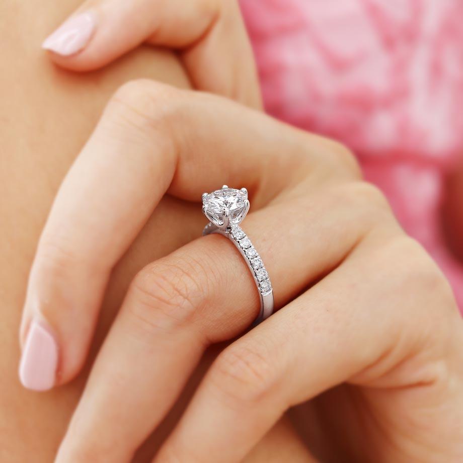 1.9 CT Round Pave Lab Grown Diamond Engagement Ring