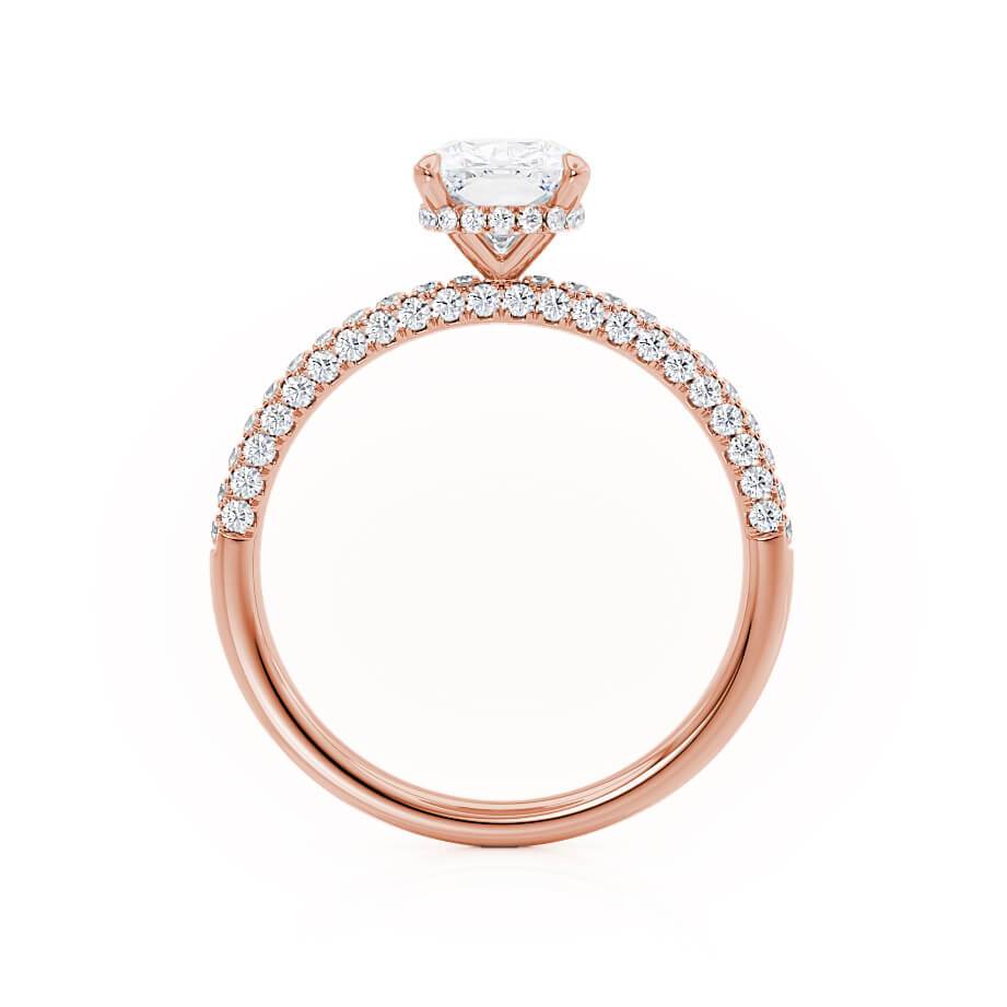 3.34 CT Elongated Cushion Hidden Halo & Pave Lab Grown Diamond Engagement Ring