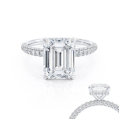 1.75 CT Emerald Pave Lab Grown Diamond Engagement Ring