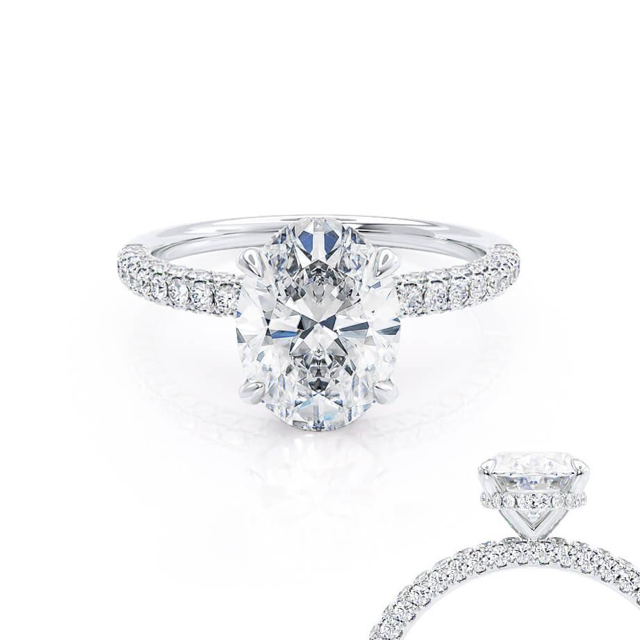 2 CT Oval Pave Lab Grown Diamond Engagement Ring
