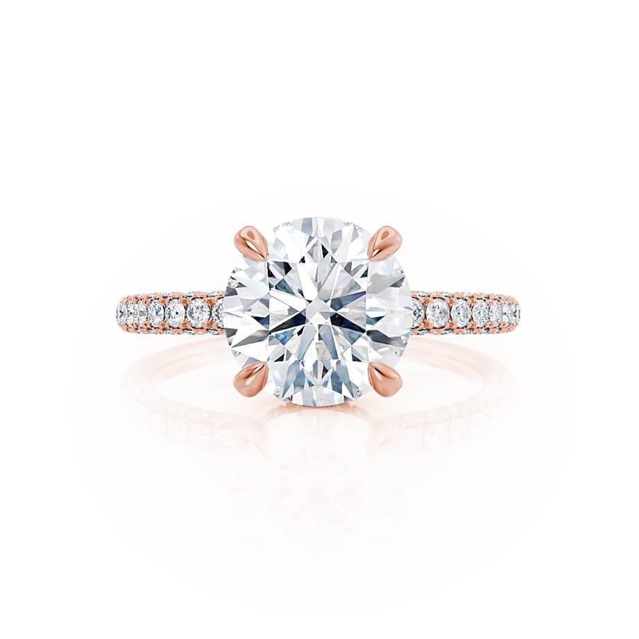 1.5 CT Round Hidden Halo & Pave Lab Grown Diamond Engagement Ring
