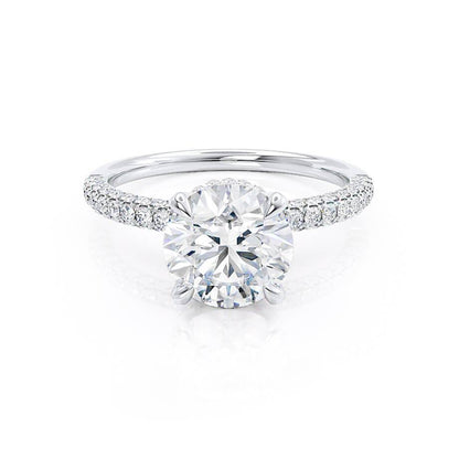 1.5 CT Round Hidden Halo & Pave Lab Grown Diamond Engagement Ring