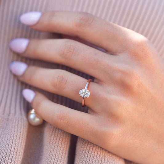 1.33 CT Oval Solitaire Lab Grown Diamond Engagement Ring