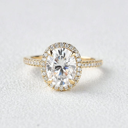 1.91 CT Oval Halo & Pave Lab Grown Diamond Engagement Ring