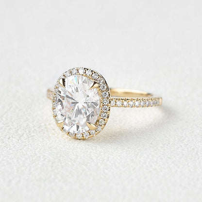 1.91 CT Oval Halo & Pave Lab Grown Diamond Engagement Ring