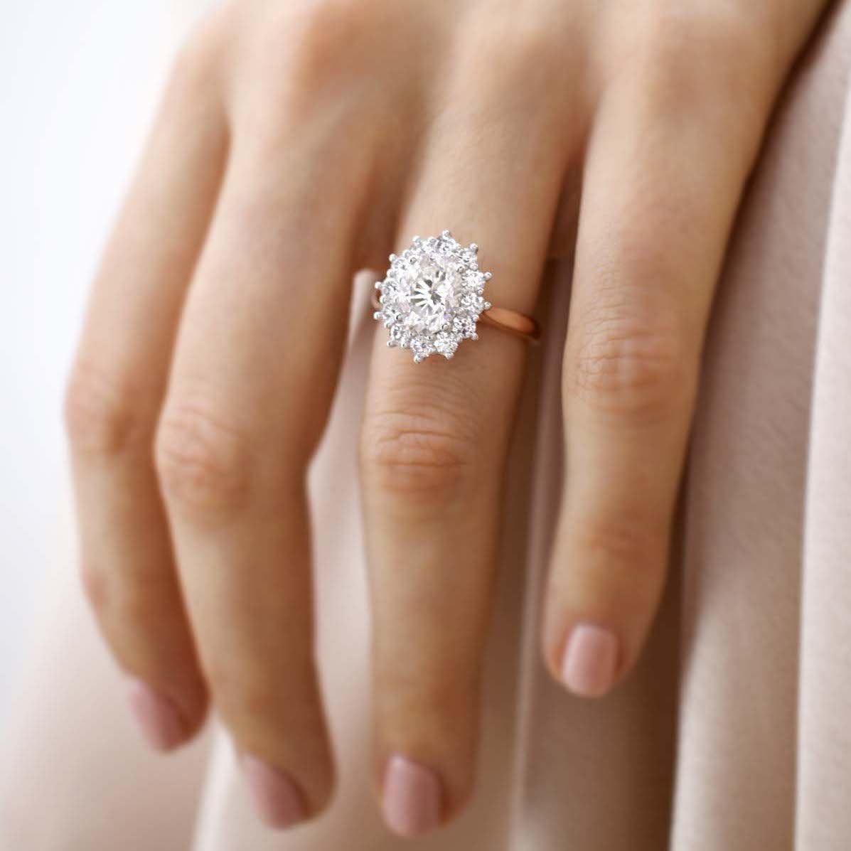 2.1 CT Oval Halo Lab Grown Diamond Engagement Ring