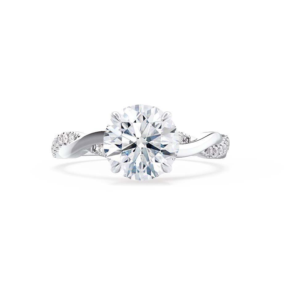 1 CT Round Twisted Pave Lab Grown Diamond Engagement Ring