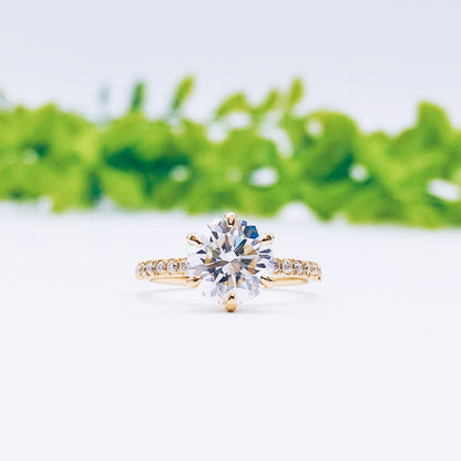 1.85 CT Round Pave Moissanite Engagement Ring