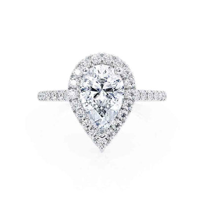 0.94 CT Pear Halo & Pave Lab Grown Diamond Engagement Ring