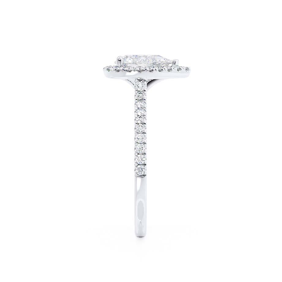 1.92 CT Pear Halo & Pave Lab Grown Diamond Engagement Ring