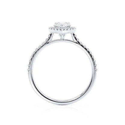0.94 CT Pear Halo & Pave Lab Grown Diamond Engagement Ring