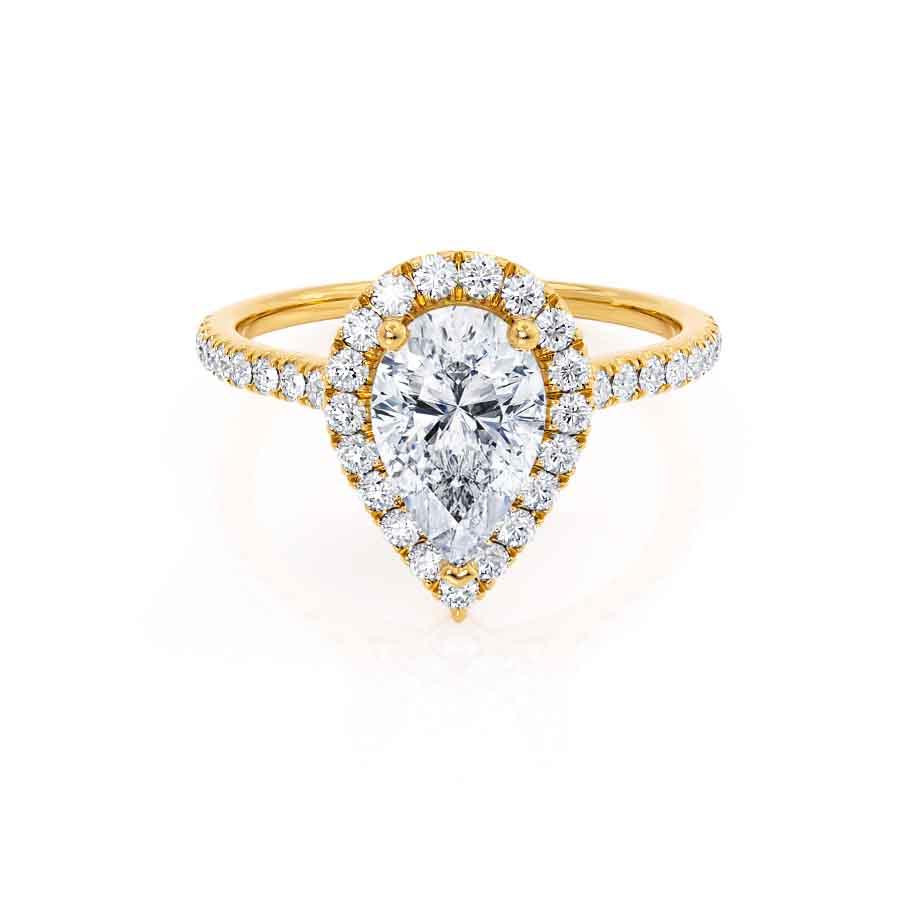 0.94 CT Pear Halo & Pave Lab Grown Diamond Engagement Ring